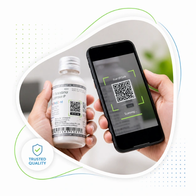 Scanning a Racine medicine QR code to verify product authenticity